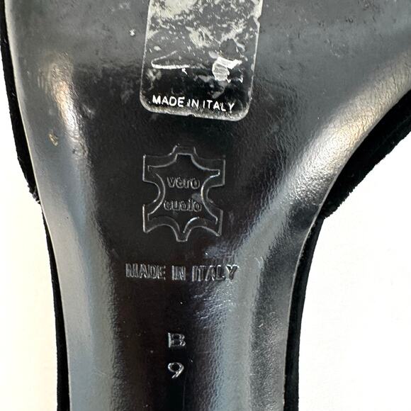 Giuseppe Zanotti Black Velvet Kitten Heels Crystal Dragonfly Slides Sandals 9B - Picture 11 of 11